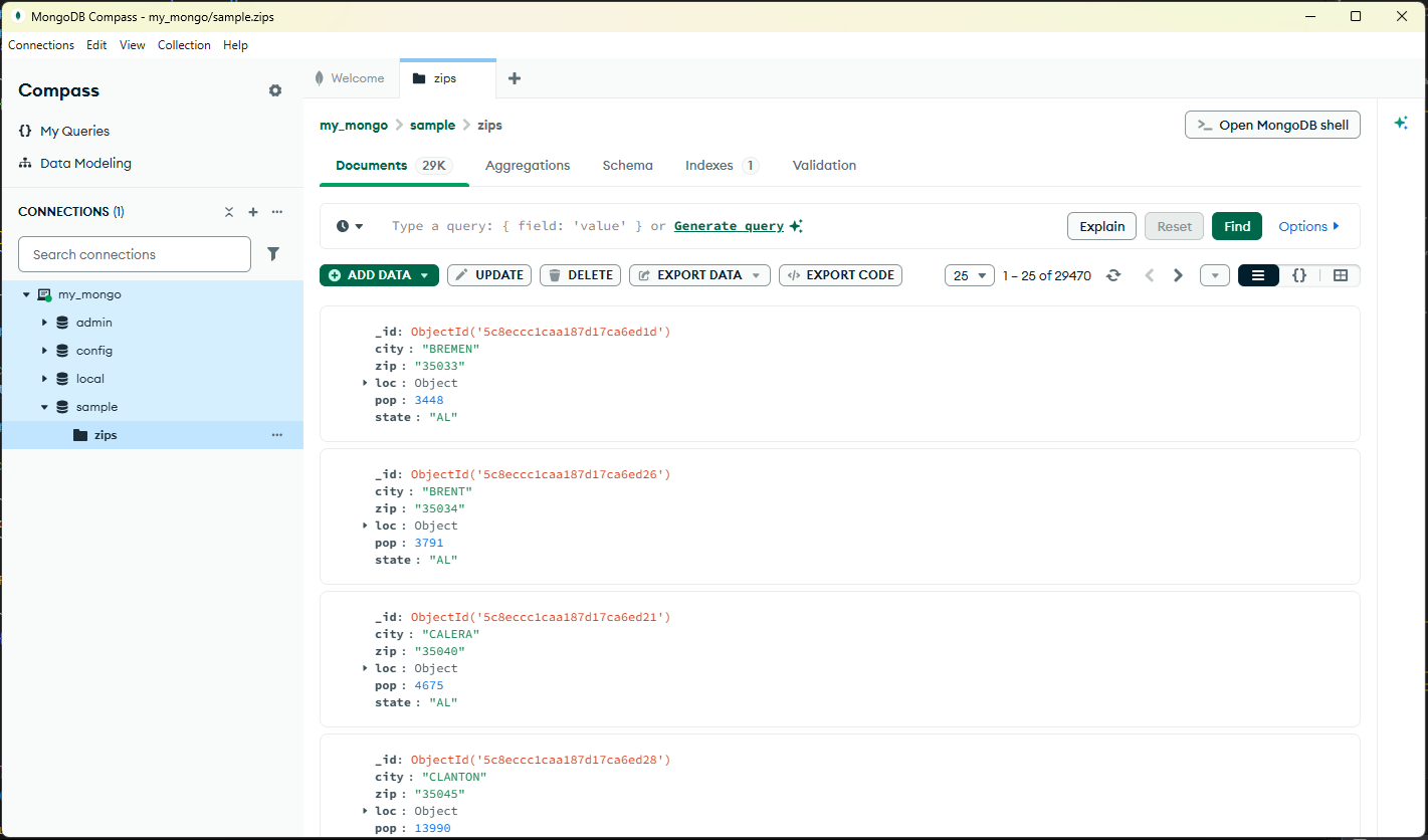 ihm Compass pour MongoDB