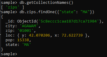 base de données sample de mongo